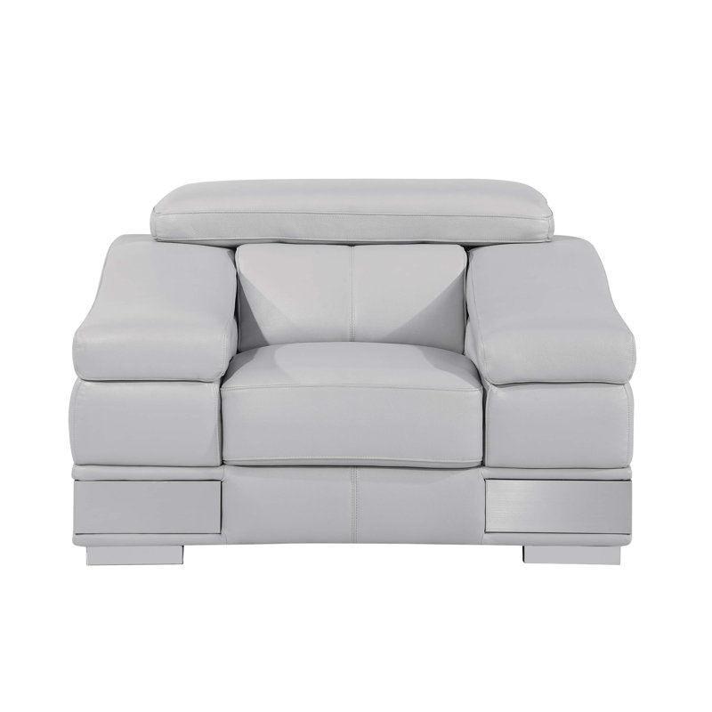 Chaise en cuir italien à grain supérieur, Gris clair