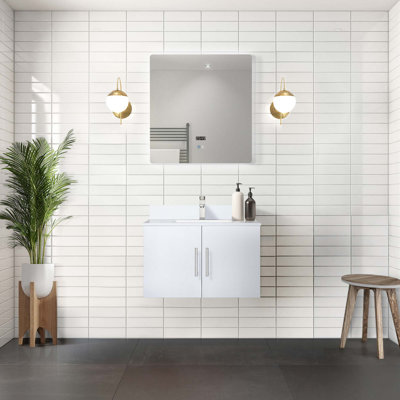 Ensemble de meuble-lavabo avec robinet et miroir DEL