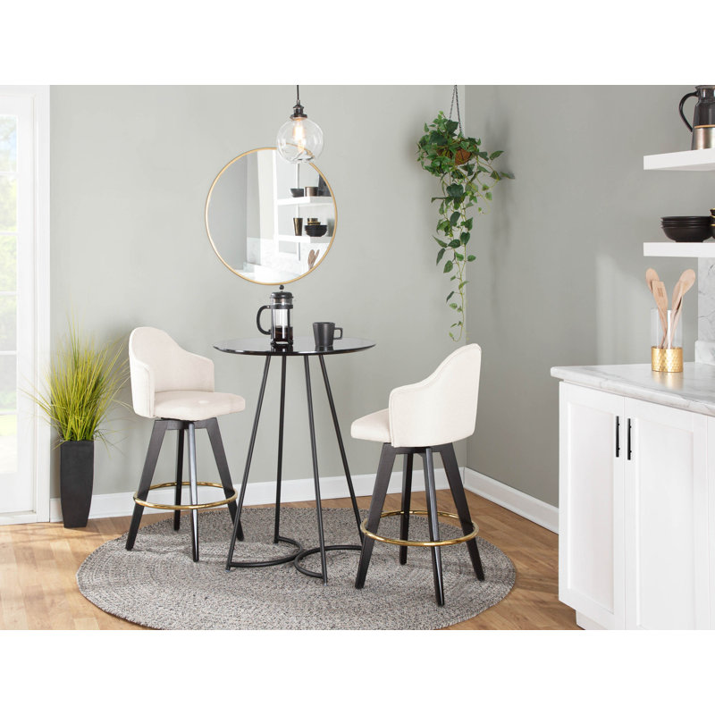 Tabouret de comptoir pivotant 26 po Arabelle, Gris anthracite / brun, Noir et or