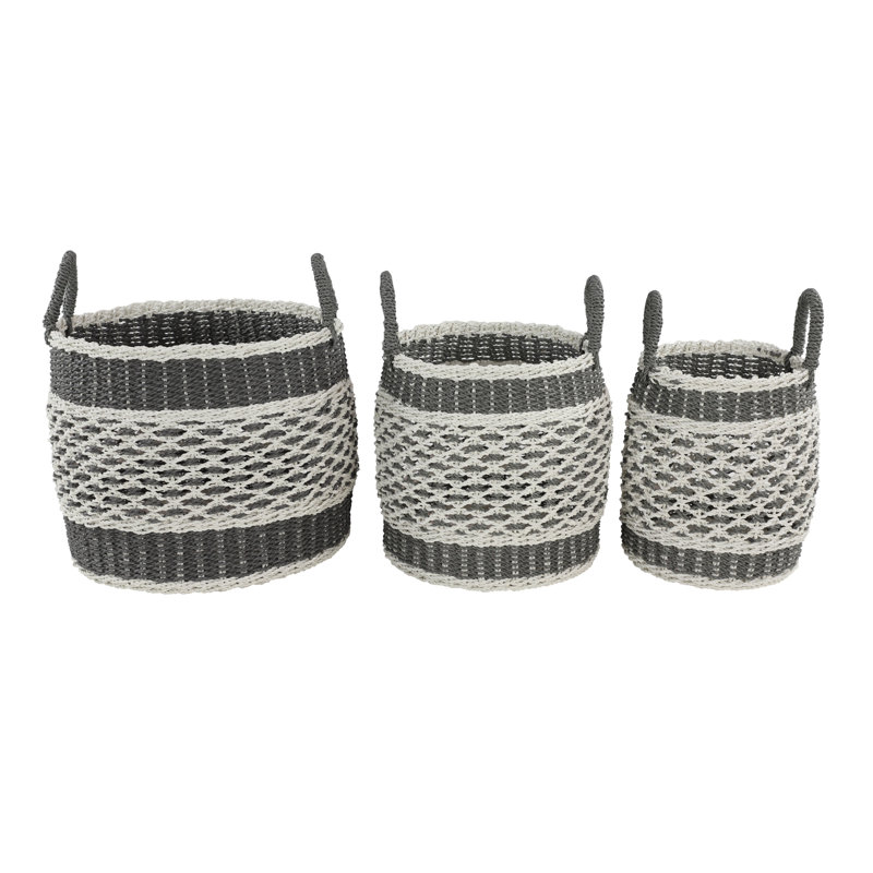 Ensemble de 3 paniers en plastique, Gris