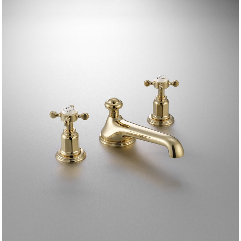 Edwardian™ Widespread Bathroom Faucet with Drain Assembly, English Gold