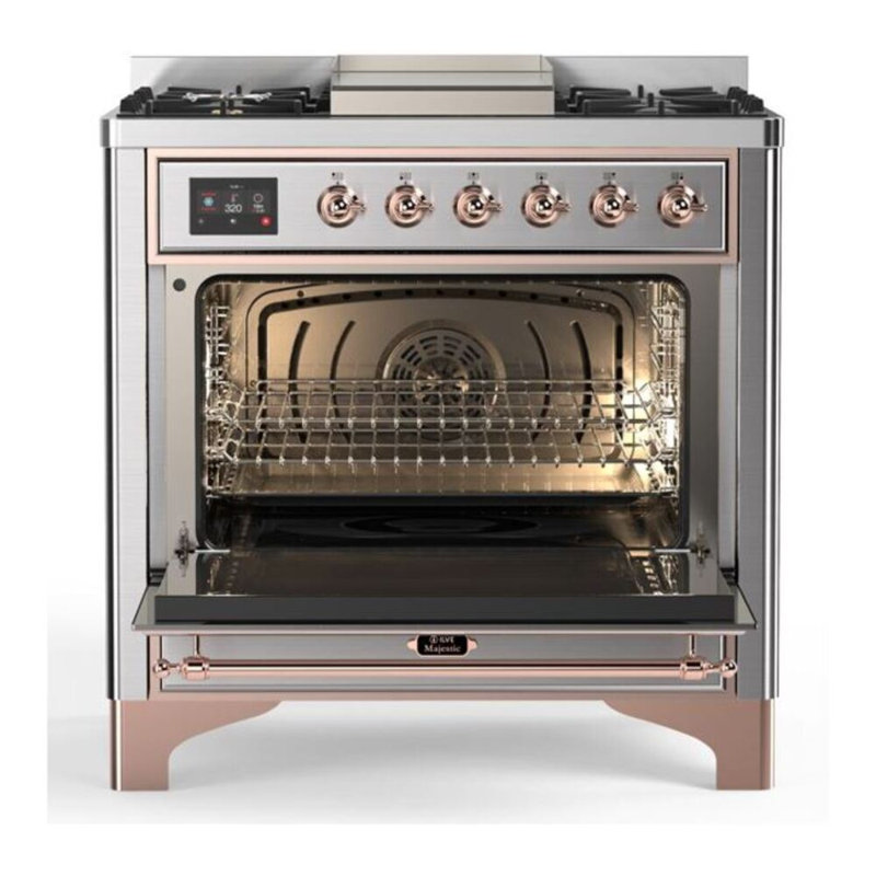 Majestic II 36" 3.5 cu.ft. Freestanding Dual Fuel with Griddle and Convection Oven, Stainless Steel/Copper, Liquid Propane