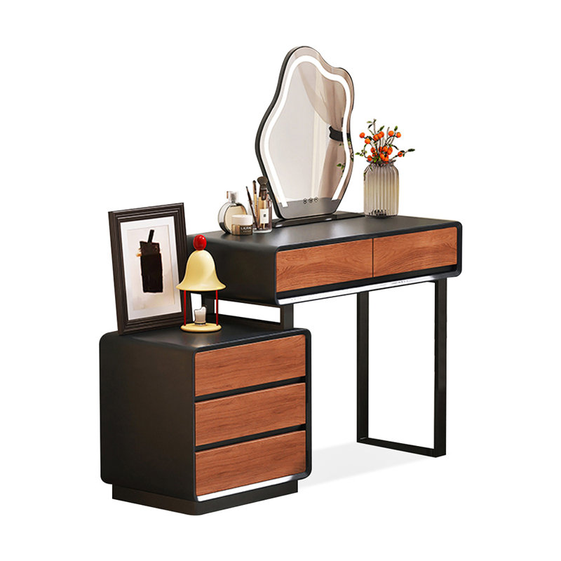 Coiffeuse de maquillage avec miroir lumineux, 5 tiroirs