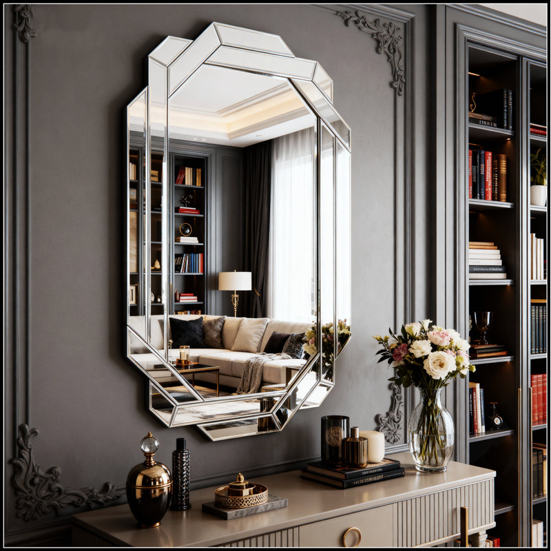 Grand miroir mural à bords biseautés sans cadre, polyvalent et élégant pour toute pièce, pleine longueur, facile à installer (35,8 po x 23,8 po)