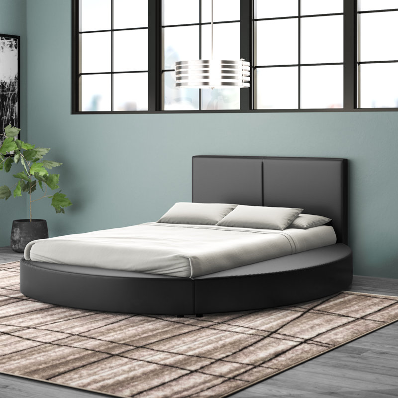 Lit plateforme en tapissier Lura, Noir, Grand