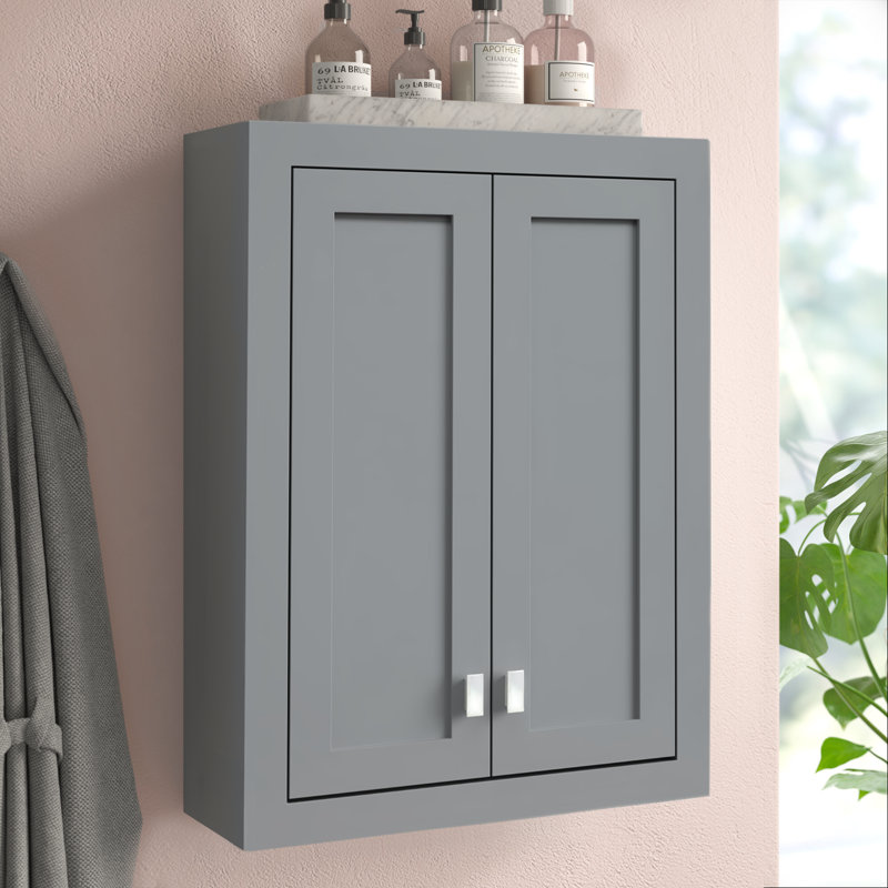 Higuera Solid Wood Bathroom Cabinet, Cashmere Gray, 1