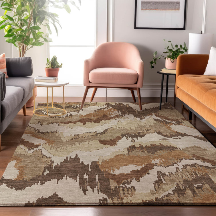 Premium Machine Washable Prisco Chocolate Rug