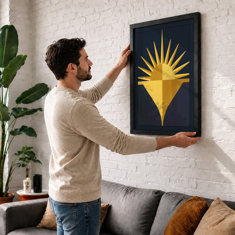 Sun Rising Geometric - Print, Walnut, A4 - 29.7 x 21.0 cm