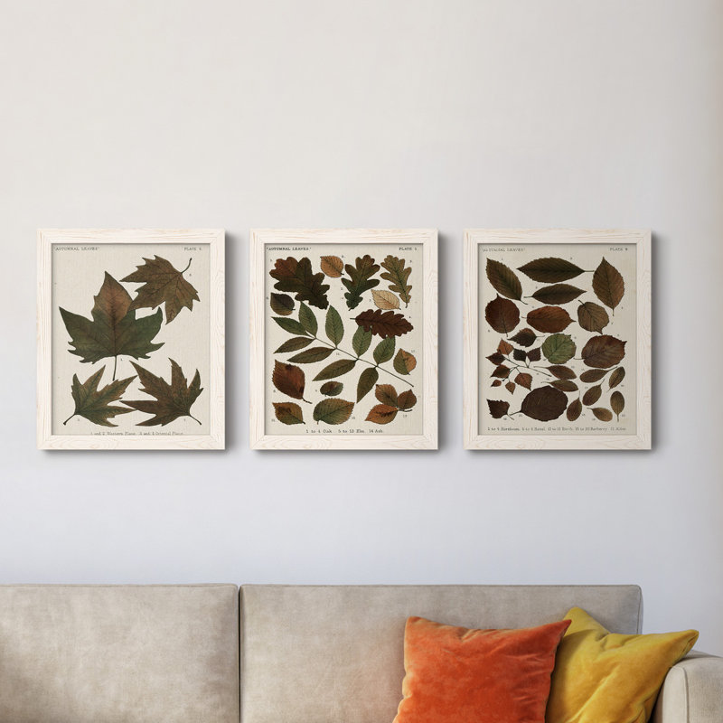 Feuilles d'automne IV - ensemble de 3 reproductions d'art sur toile, Blanc, H 20 po x l 51 po x P 1,5 po