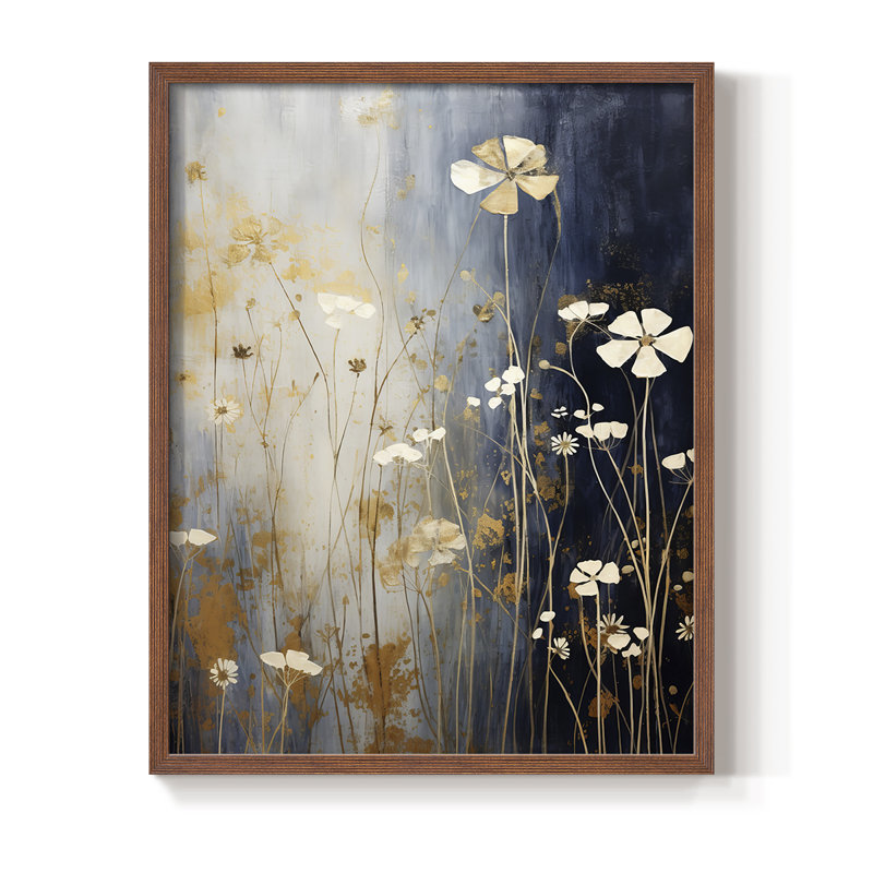 FLORAL Series CCCXC Framed Print - Solid Wood, 11" H x 9" W, Walnut