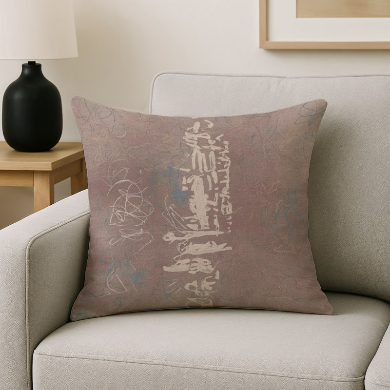 Coussin décoratif intérieur et extérieur Modern, Gris / crème abstrait, Carré 16 po