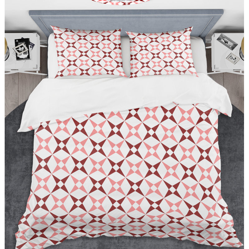 Ensemble de housse de couette de style mid-century rétro grid i, Housse simple + 1 taie décorative