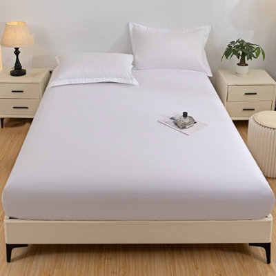 Fitted Sheet Solid Color Washed Fitted Sheet Piece Mattress Pad Ash Proof Protective Cover Bed Sheet Cover