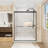 50"54" W X 72" H Matte Black Aluminum Frame Double Sliding Shower Door, 1/4" (6Mm) Clear Tempered Glass With Explosionproof Film, Dual Stainless Steel Handles-124947201
