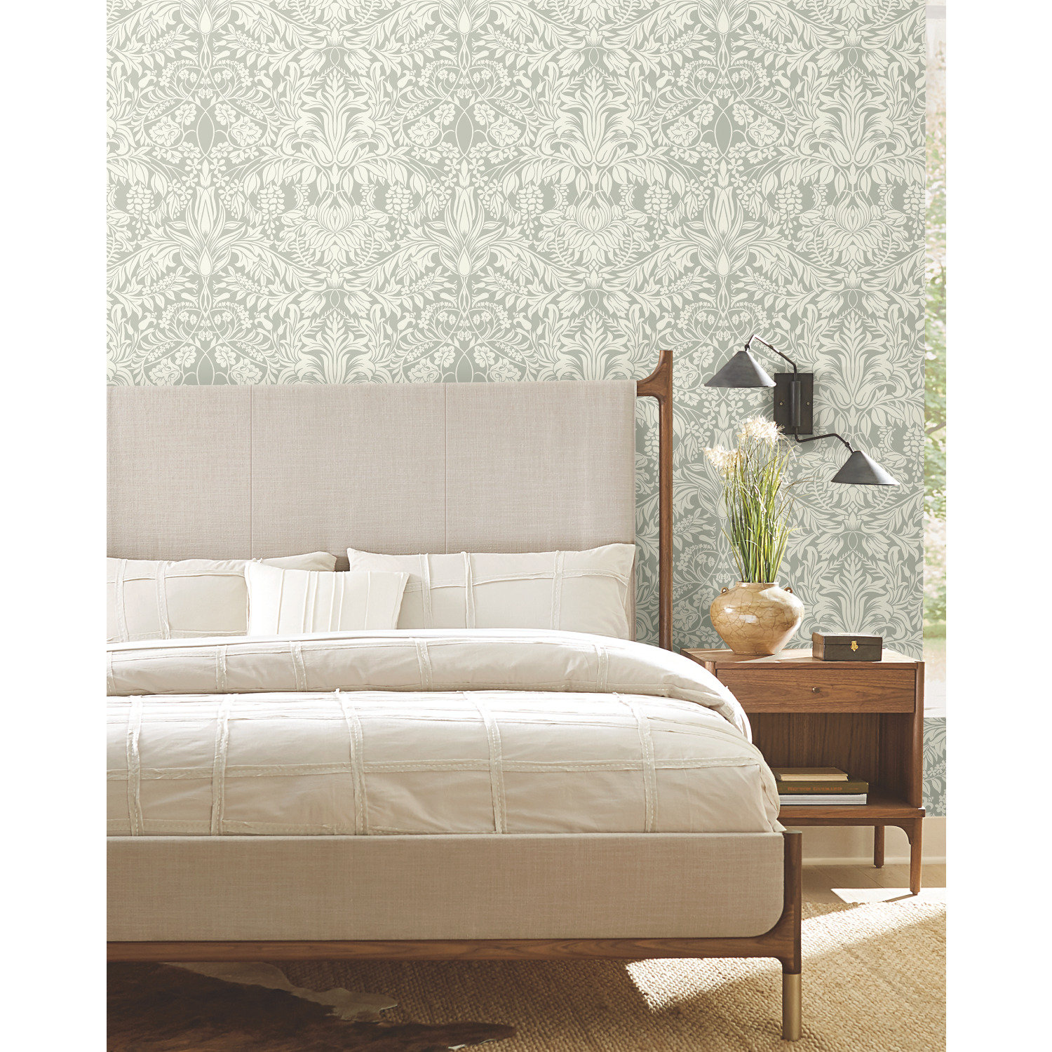Harmonia Floral Wallpaper, Gray