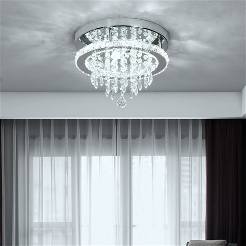 Lustre unique à DEL à 1 lumière avec accents de cristal Daeveon, Blanc froid, Argent argent