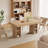 63"/71" Rectangular Dining Table with Storage, Large Wooden Kitchen Table for 6, Oak-527828846
