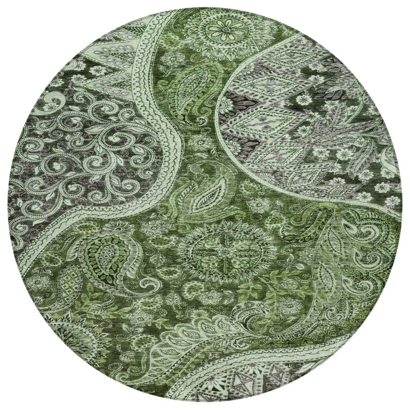 Carmina Green Washable Indoor-Outdoor Rug - , 2'6" x 3'10"