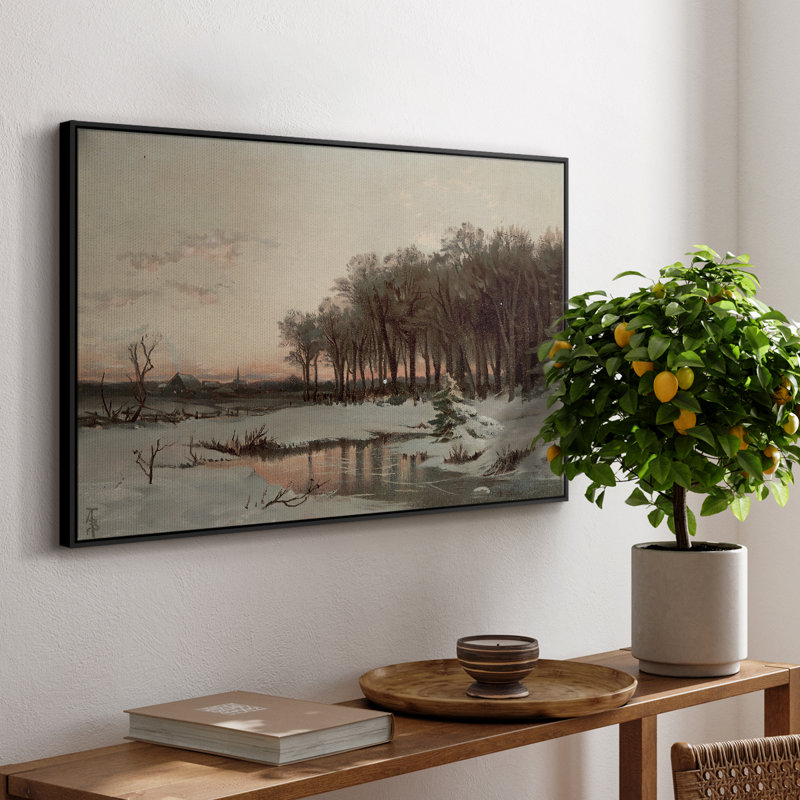Paysage rétro - CCLXIX, Toile avec cadre flottant noir, H 25 po x l 37 po x P 2 po