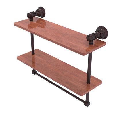 Freyja 2 Piece Ironwood Solid Wood Tiered Shelf with Towel Bar