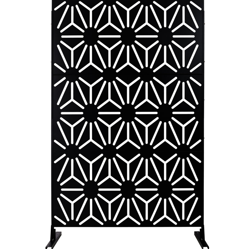 Paravent en métal 76 po x 48 po - Polyvalent pour un décor intérieur, Noir
