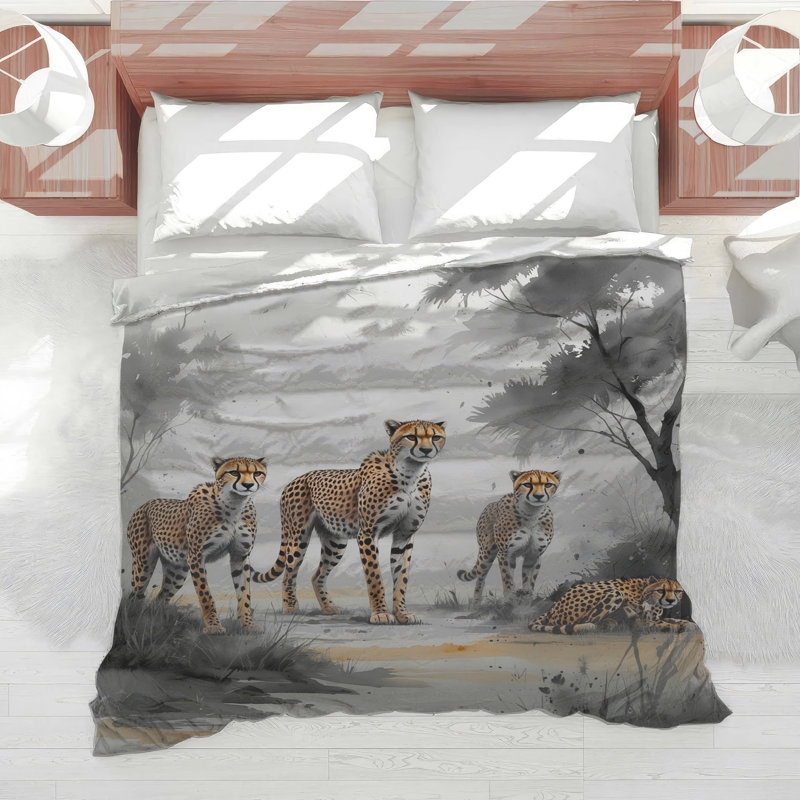 Édredon Cheetah Family Illustration, Très grand lit
