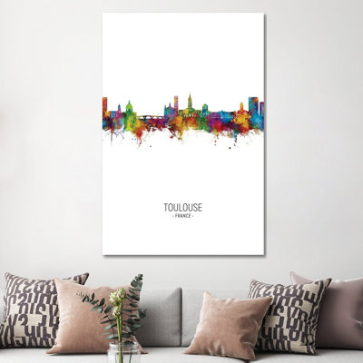 Toulouse France Skyline Portrait by Michael Tompsett - Wrapped Canvas Print