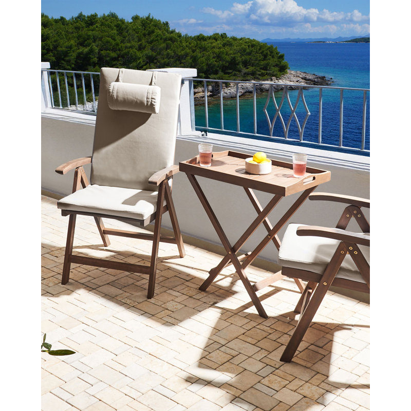 Folding Patio Dining Armchair with Cushion, Taupe