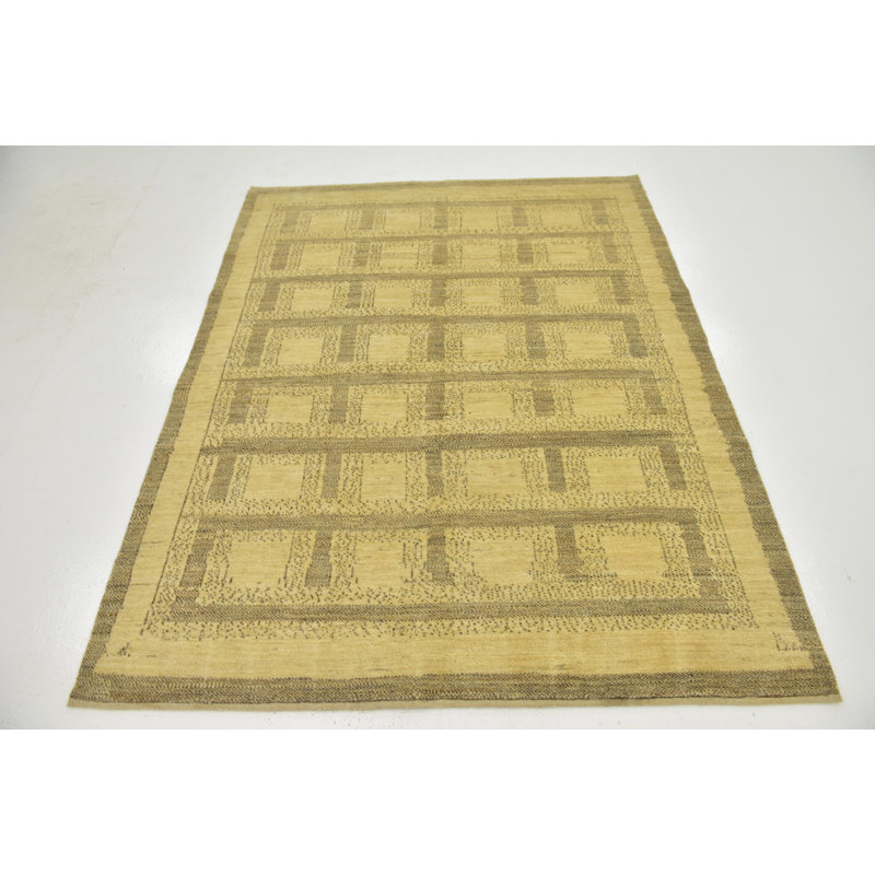 Tapis de surface en laine 5 pi 2 po x 6 pi 4 po one-of-kind noué la crème Didcot