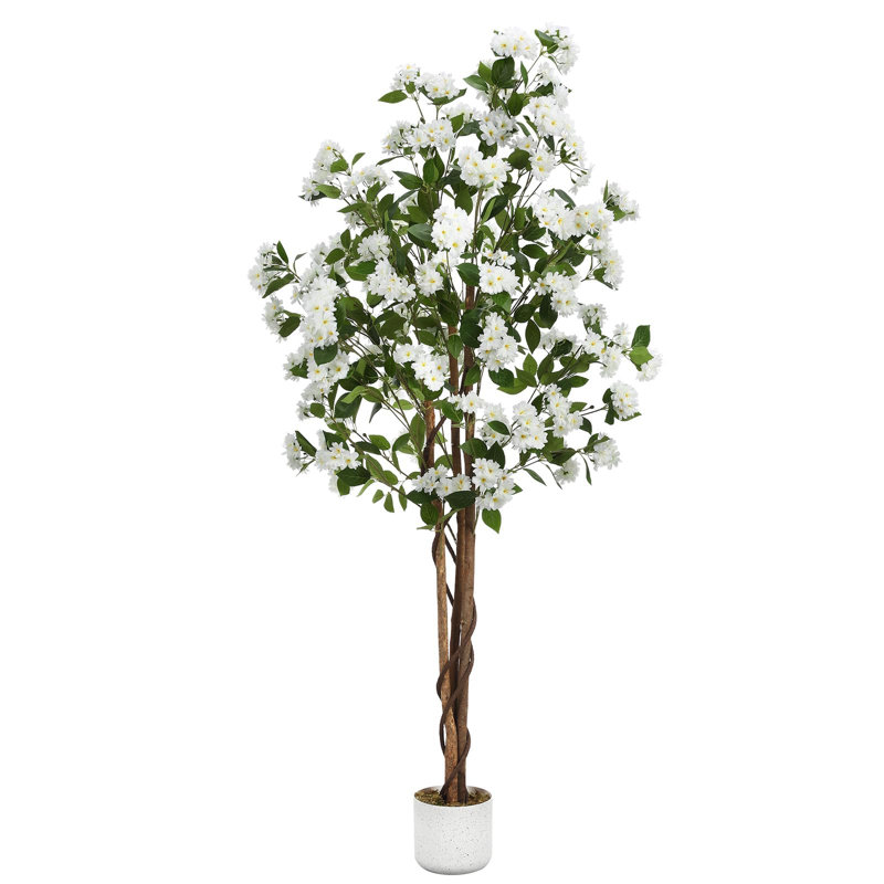 Arbre osmanthus artificiel 6 pi avec fleurs blanches, plante artificielle réaliste en pot pour la maison et le bureau