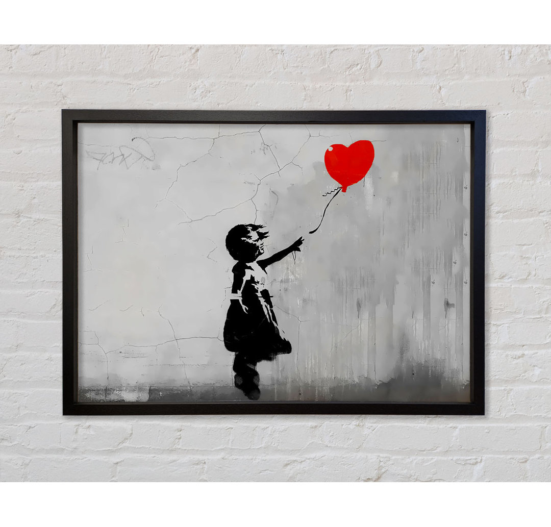 Love Heart Balloon Grey - Single Picture Frame Kunstdrucke auf Leinwand