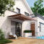 Gymax 96'' W x 5'' D Fabric Cover Retractable Freestanding Awning-71106123-71106122