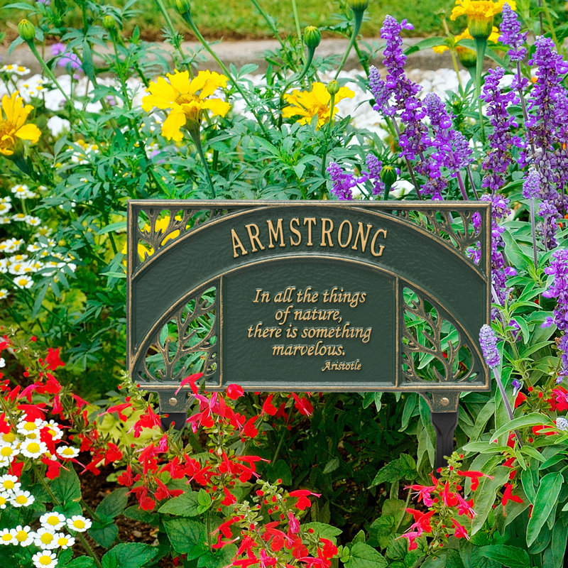 Aristotle Personalized Garden Sign, Green/Gold, Yes