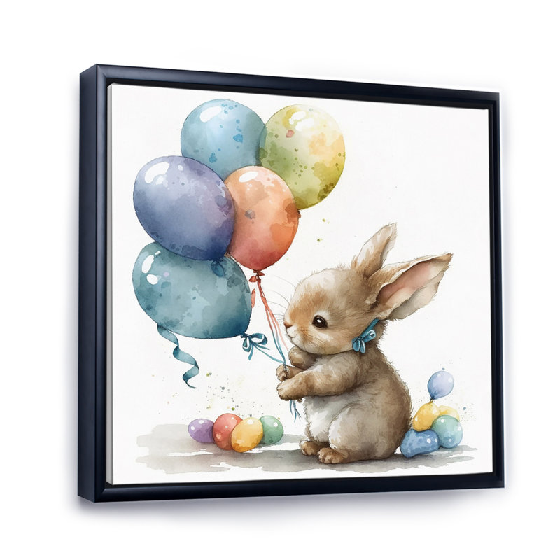 Nursery Bunny Childrens Dream - imprimé, H 16 po x l 16 po x P 1 po, Cadre flottant noir