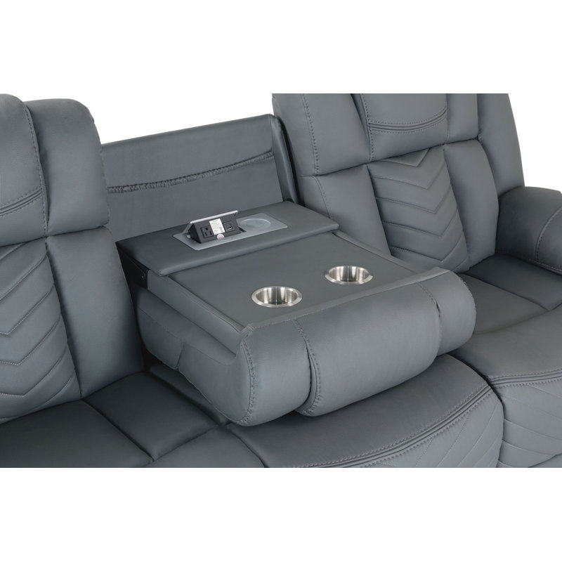 Yepez Grey Power Reclining Sofa