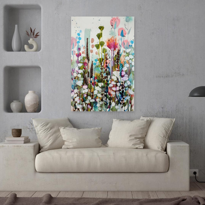 Art contemporain, art floral abstrait contemporain, H 36 po x l 24 po