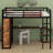 Metal Loft Bed Frame With Built-In Wardrobe, Desk And Storage Shelves-1181963411