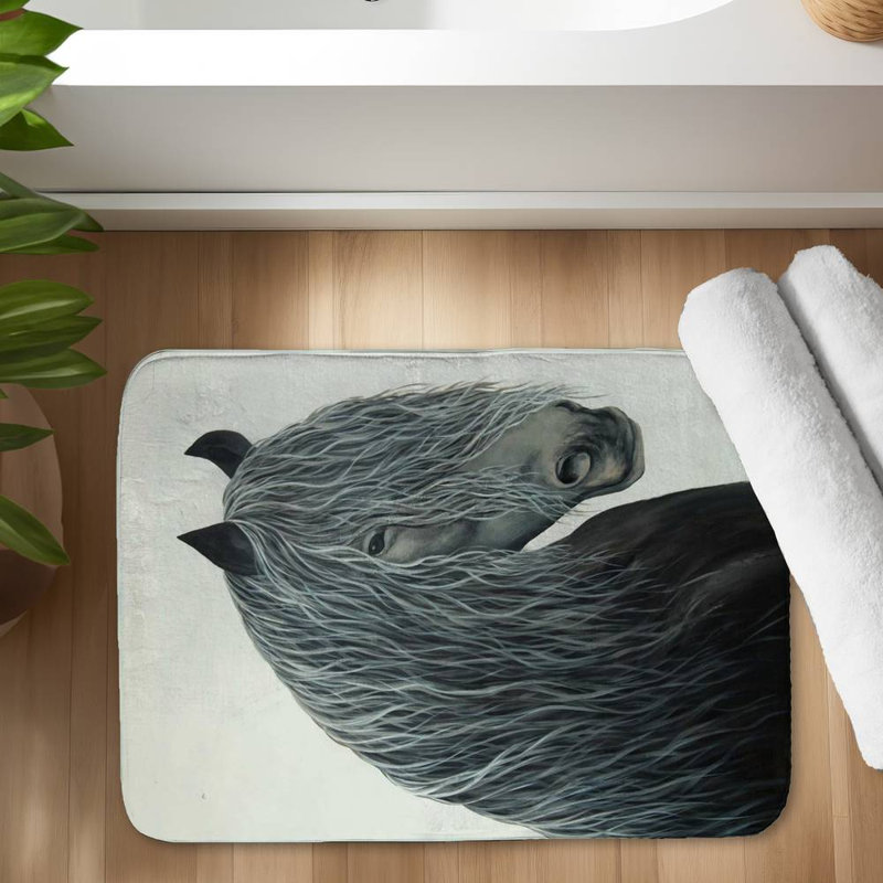 Wild heart horse Bath Mat with Non-Slip Backing - Quick Dry Memory Foam Bathroom Rug - Absorbent - Modern Plush Spa-Style - Machine Washable