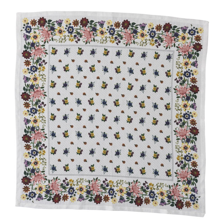 Floral cloth dinner napkins, Yellow, Grey