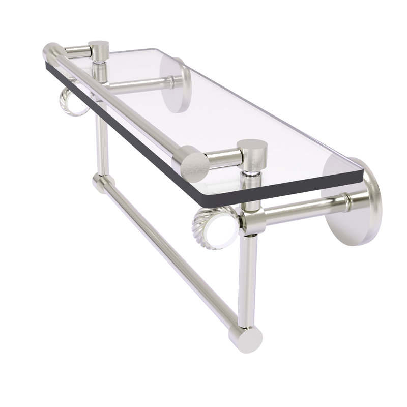 Tablette murale galerie de verre Margolis, H 6,7 po x l 16 po x p 5,8 po, Nickel satiné