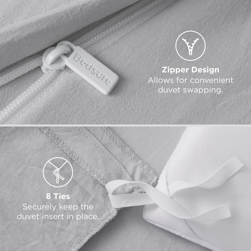 Bedsure Duvet Cover Queen Set Prewashed Extra Soft Cotton-Like Beding Set （Set of 3）, Queen Duvet Cover + 2 Standard Shams