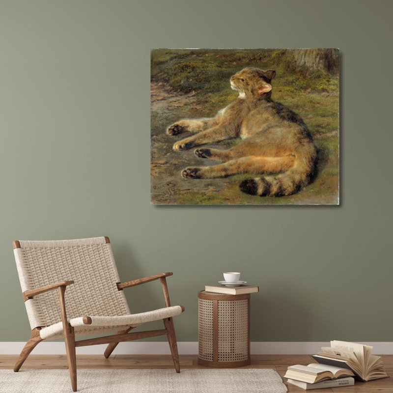 «Wild Cat» par Rosa Bonheur - Art mural sur toile tendue avec châssis, H 28 po x l 40 po