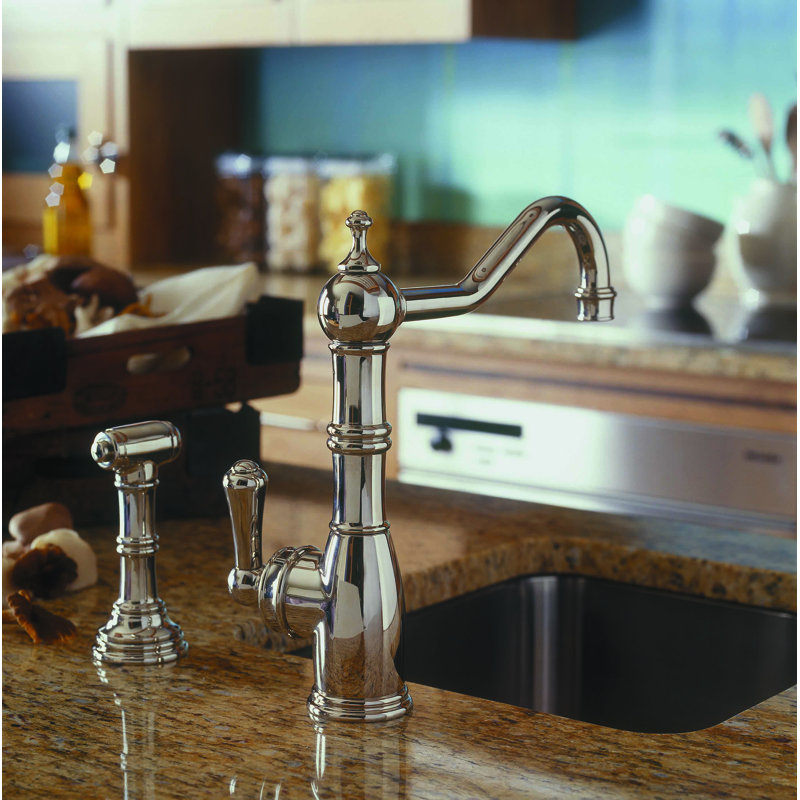 Edwardian Single Handle Kitchen Faucet with Side Spray, English Bronze
