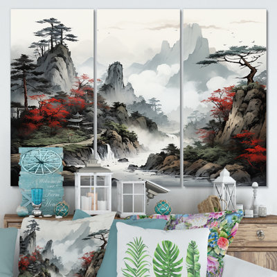 «Gray River China Landscape I», art mural Chine
