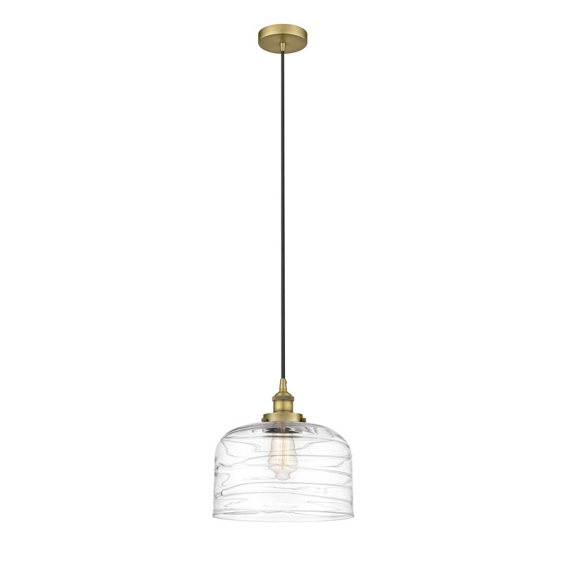 Luminaire suspendu en forme de cloche à 1 lumière Peggie, DEL, Laiton brossé