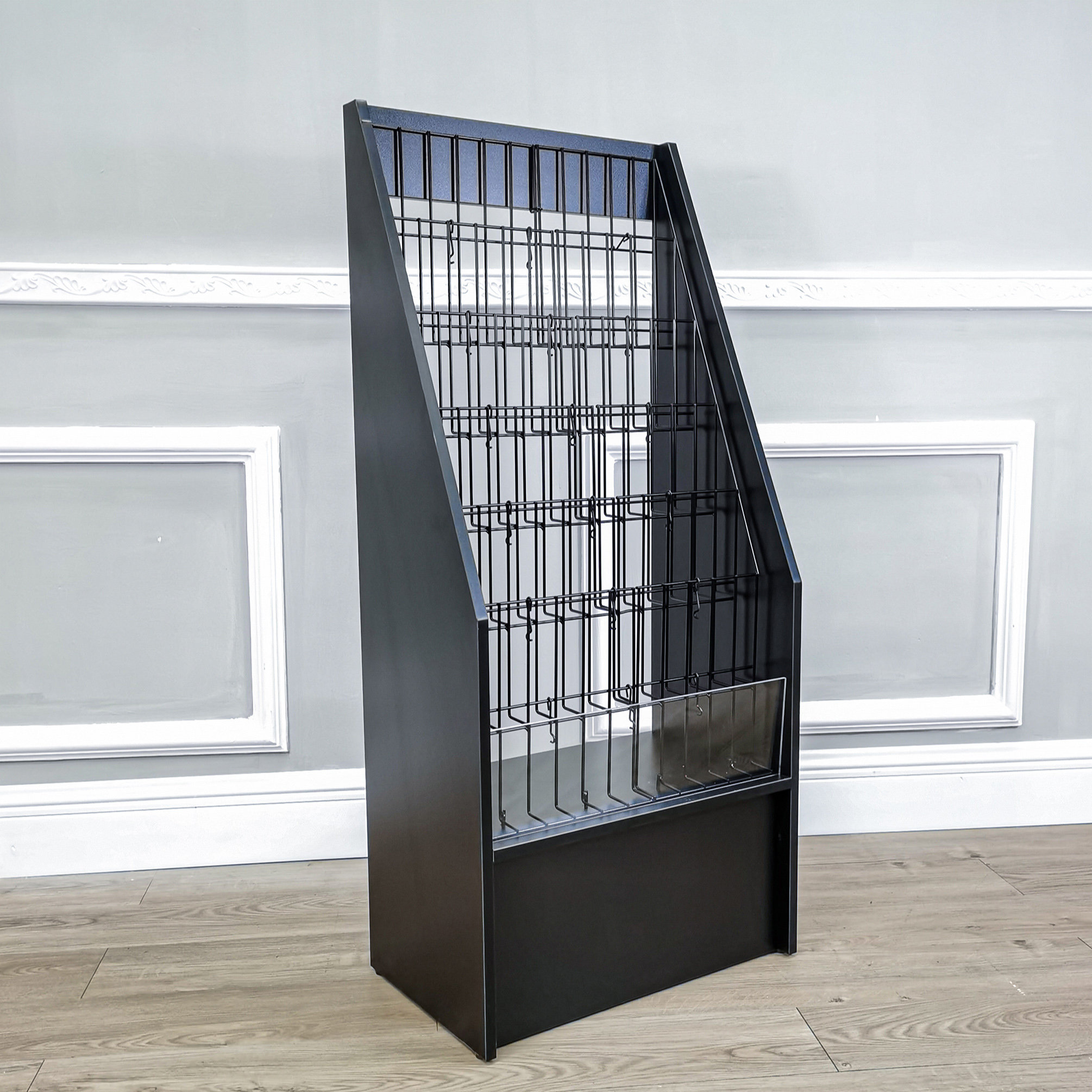 FixtureDisplays Literature Rack Brochure Leaflet Stand 19 Inches Wide x 12  Inches Deep x 44 Inches Tall Wood (MDF)