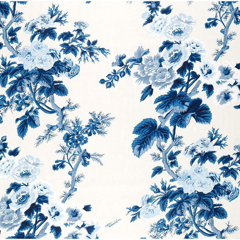 Pyne Hollyhock Fabric, Indigo