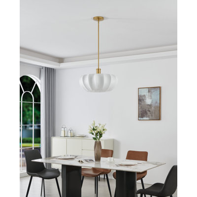 Bryony 22-inch 4-light Brushed Gold Convertible Pendant with White Synthetic Silk Shades