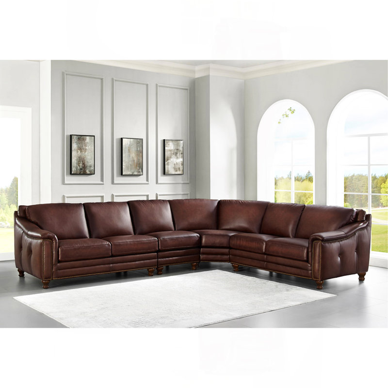 Canapé modulaire en cuir, H 35 po x l 142 po x P 114 po