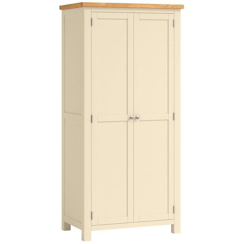 Clower 2 Door Solid Wood Wardrobe